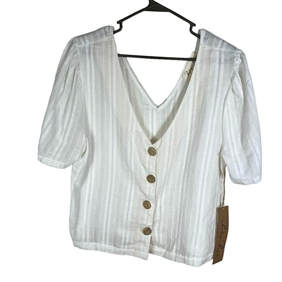 NWT Penelope Project V Neck Button Up Blouse / Short Sleeve Cardigan Size XL - Picture 2 of 7